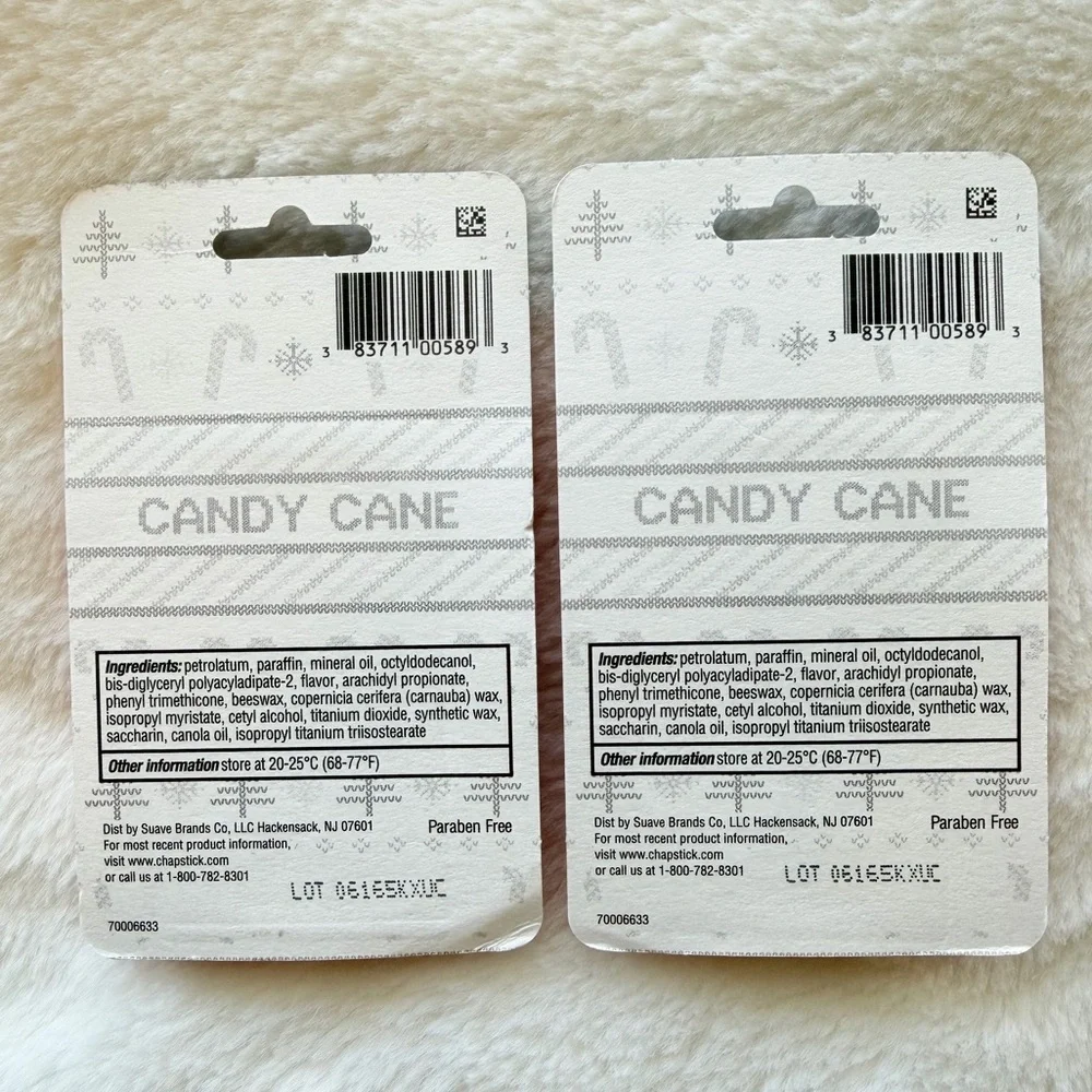 Chapstick Candy Cane Lip Balm - 2 sets of 2 sticks